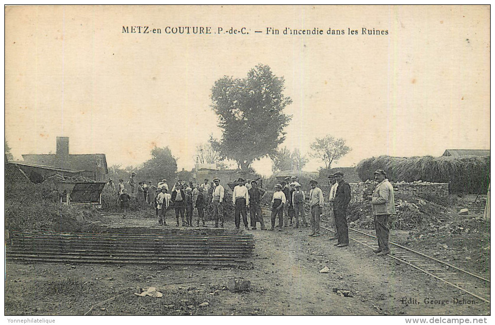 62 - PAS DE CALAIS - Metz En Couture - Incendie Dans Les Ruines - Autres & Non Classés