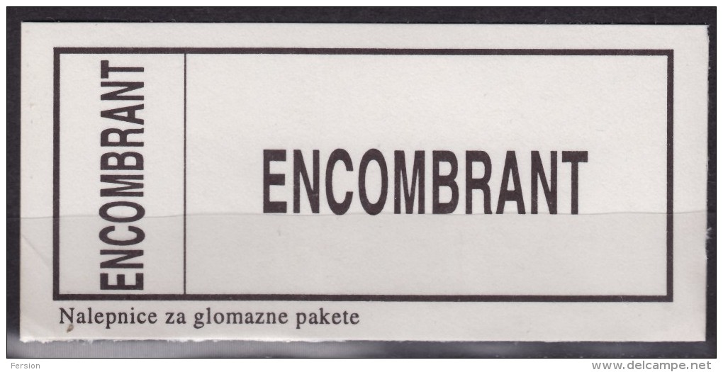 Encombrant / Heavy- Packet Label - Self Adhesive Postal LABEL - 1980´s Yugoslavia - Not Used - Officials