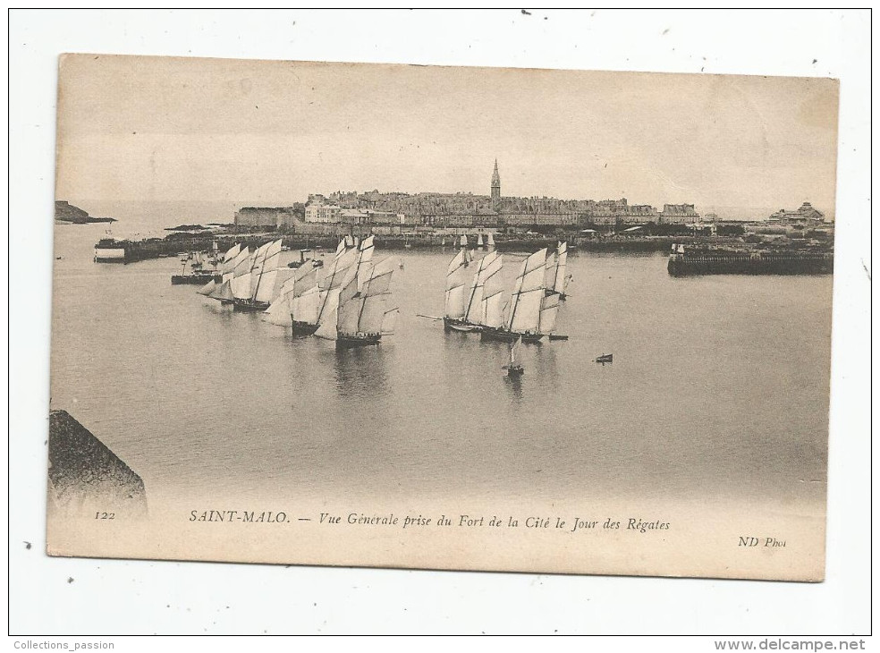 Cp , Sport , Voile , Vue Générale Prise Du Fort De La Cité Le JOUR DES REGATES , 35 , SAINT MALO , Voyagée 1905 - Sailing
