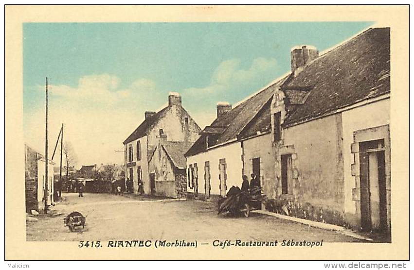 - Morbihan -ref-C935 - Riantec - Cafe Restaurant Sebastopol - Cafes - Restaurants - Carte Bon Etat - - Autres & Non Classés