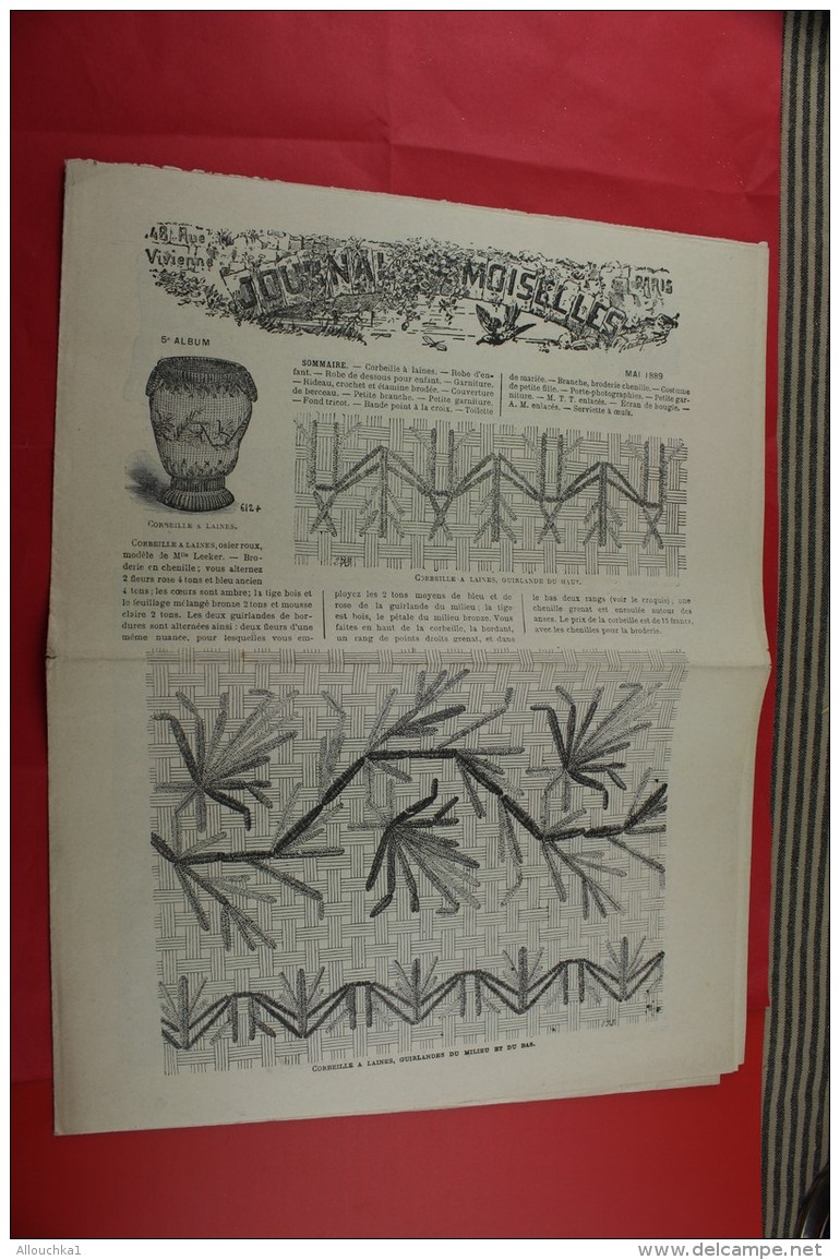 MAI 1889 JOURNAL DES DEMOISELLES LOISIRS CREATIFS MODE TRAVAUX COLLECTION MODELES BRODERIE LADY'S LIRE LE SOMMAIRE - Other & Unclassified