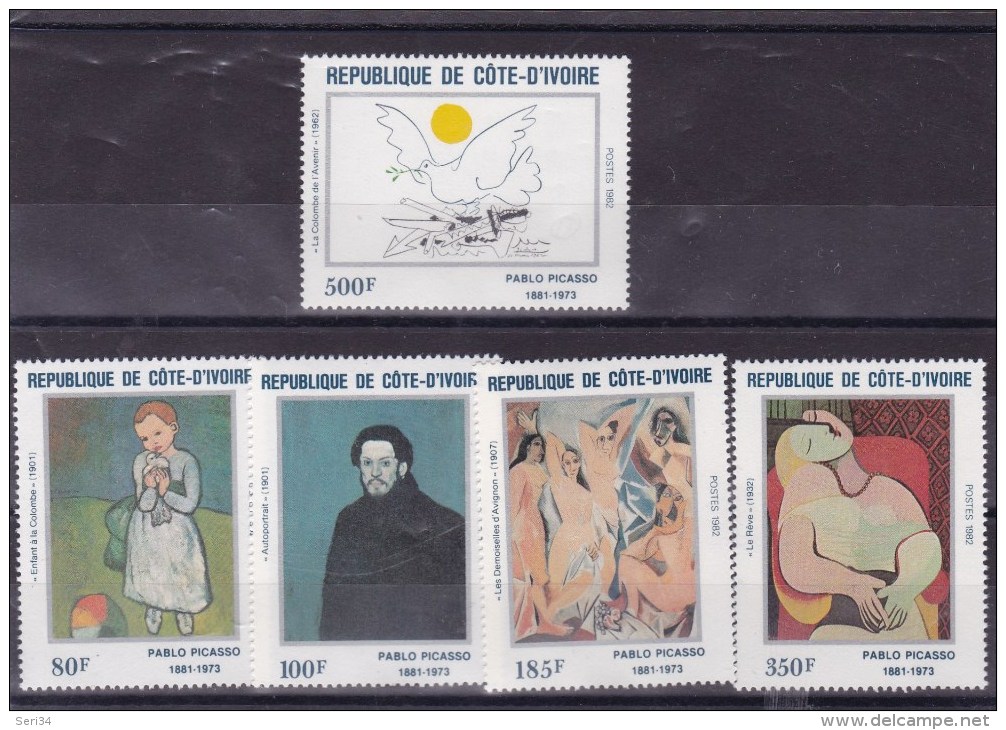 COTE D´IVOIRE :oeuvres De Picasso  : Y&T : ** : 627 à 631 - Côte D'Ivoire (1960-...)