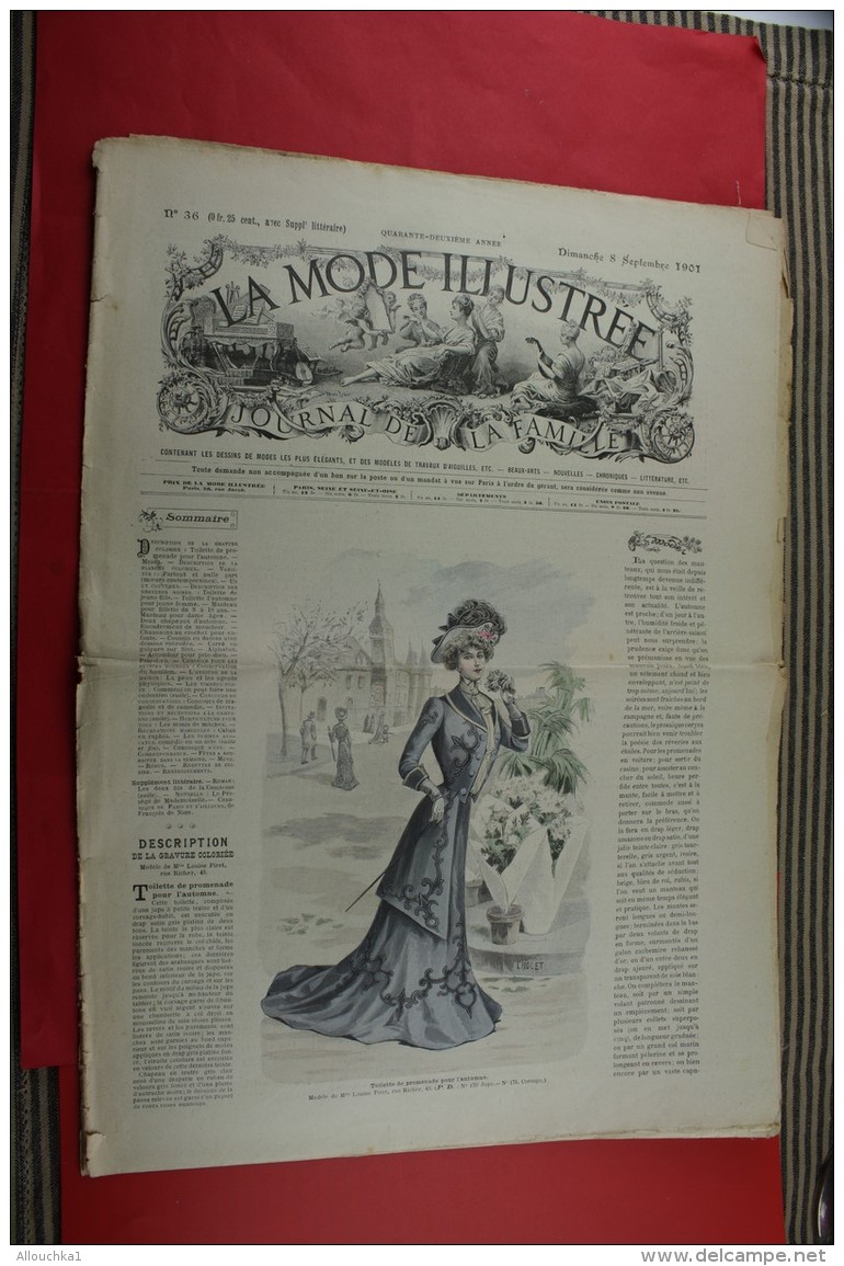 SEP 1901 "LA MODE ILLUSTREE "LOISIRS CREATIFS MODE MODELE TRAVAUX AIGUILLE COLLECTION BRODERIE DESSINS LADY'S - Other & Unclassified
