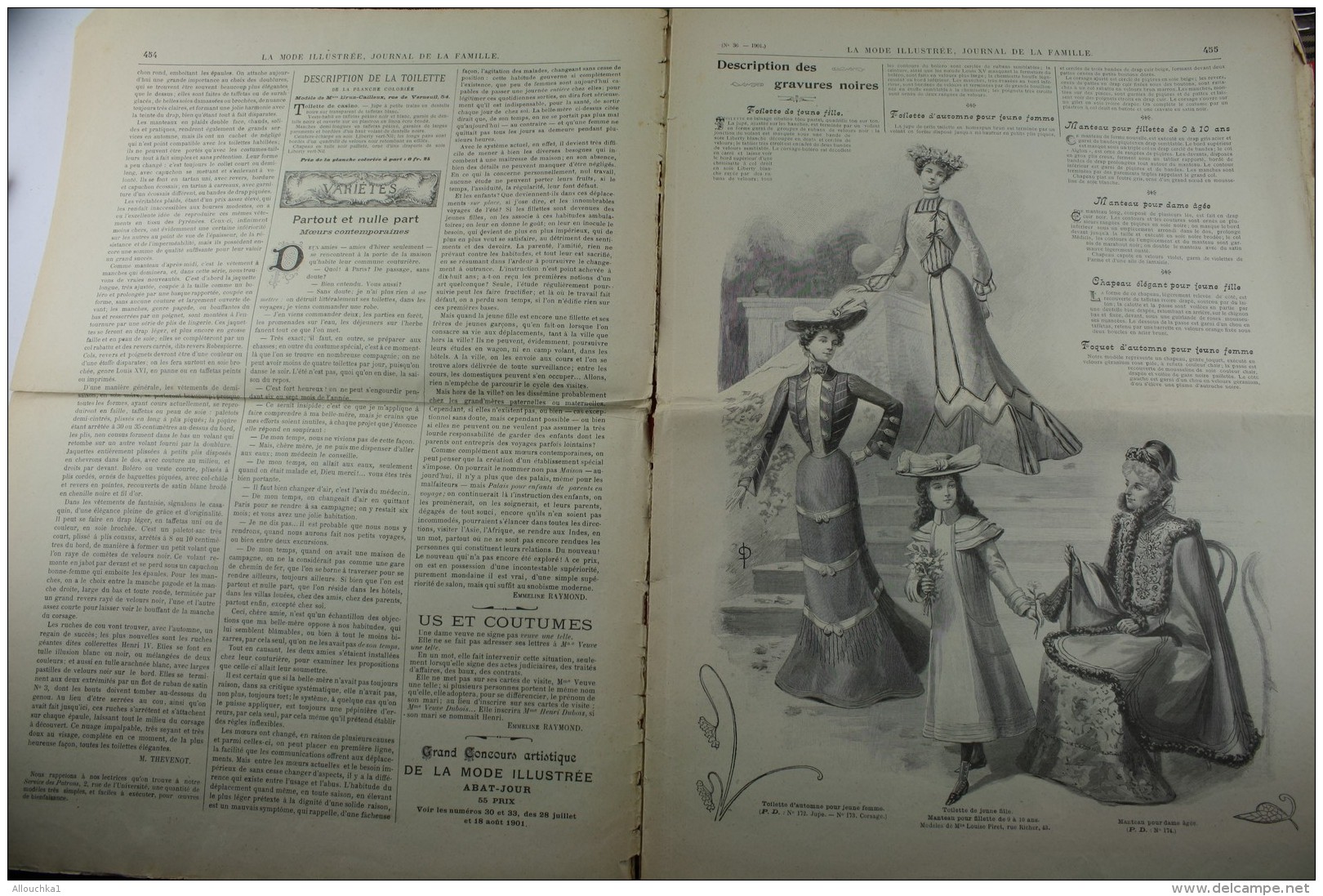 SEP 1901 "LA MODE ILLUSTREE "LOISIRS CREATIFS MODE MODELE TRAVAUX AIGUILLE COLLECTION BRODERIE DESSINS LADY'S