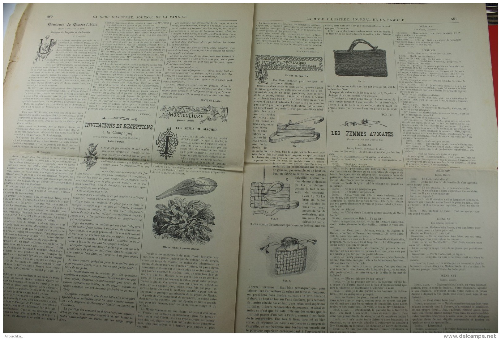 SEP 1901 "LA MODE ILLUSTREE "LOISIRS CREATIFS MODE MODELE TRAVAUX AIGUILLE COLLECTION BRODERIE DESSINS LADY'S