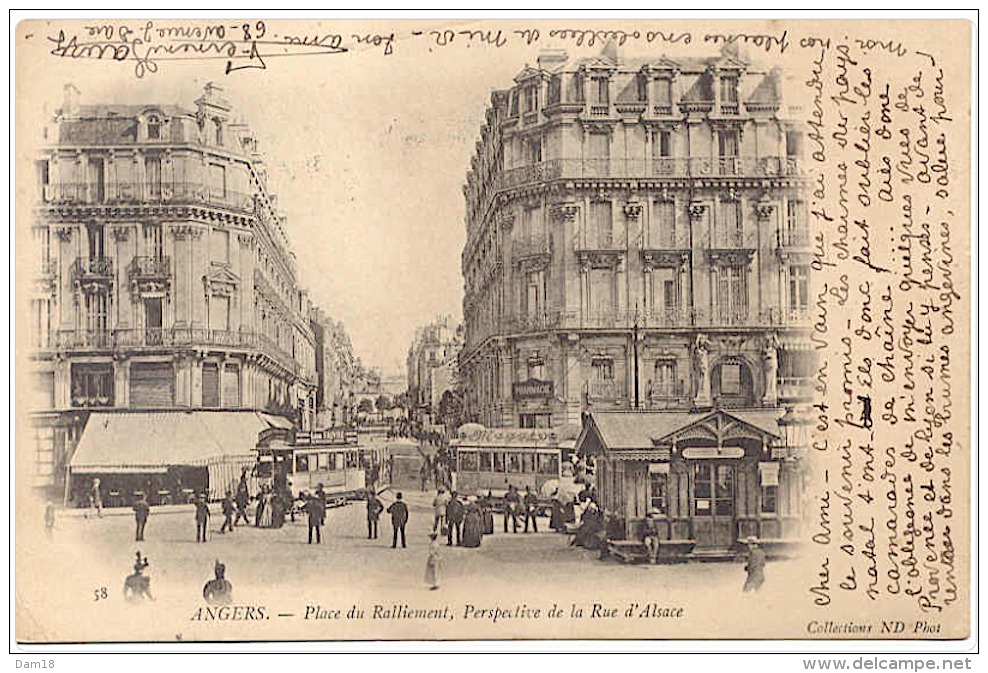 ANGERS  (49) CPA 1903 RUE D´ALSACE, LE GRAND HOTEL Photos R/V - Angers