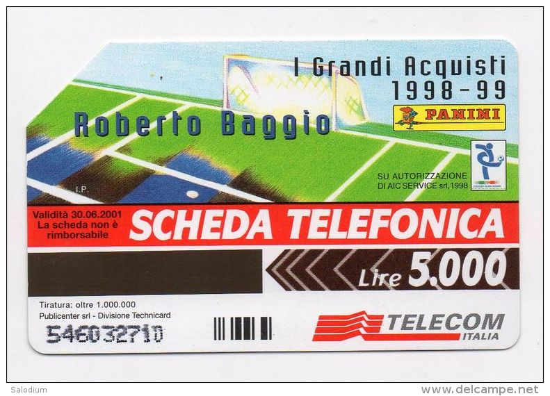 37369 - Ricarica Telefonica - Telefono Cellulare - Telephone - Phone Card - Roberto Baggio Panini Calcio Soccer Inter - Other - Europe