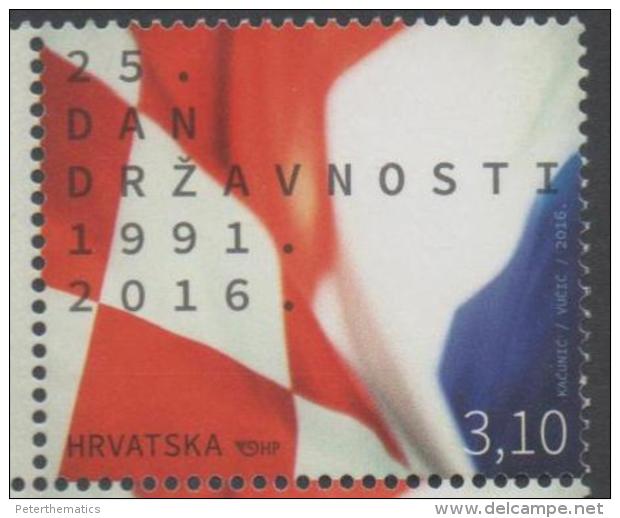 CROATIA , 2016, MNH, 25th ANNIVERSARY OF CROATION STATEHOOD, FLAGS,1v - Briefmarken