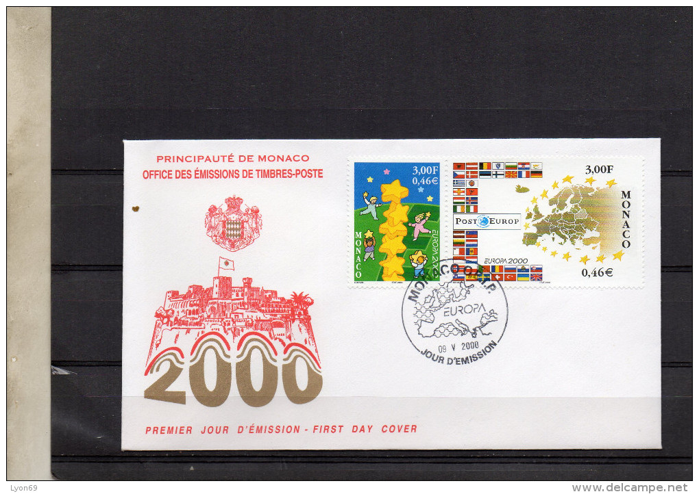 8FDC MONACO     EUROPA   TIMBRE    N° YVERT ET TELLIER   22248/9  2000 - FDC