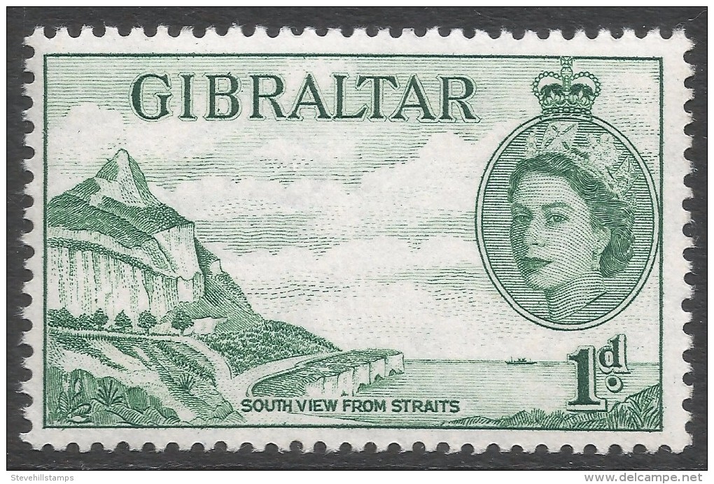 Gibraltar. 1953-59 QEII. 1d MH. SG146 - Gibraltar