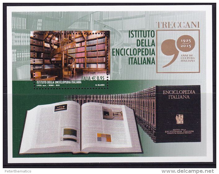 ITALY, 2016, MNH, INSTITUTE OF THE ITALIAN ENCYCLOPAEDIA, BOOKS, S/SHEET - Sin Clasificación