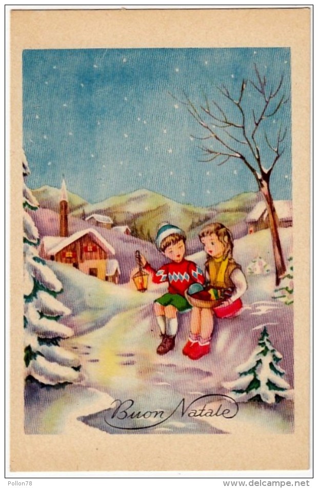 BUON NATALE - COPPIA BAMBINI - Vedi Retro - Formato Piccolo - Altri & Non Classificati