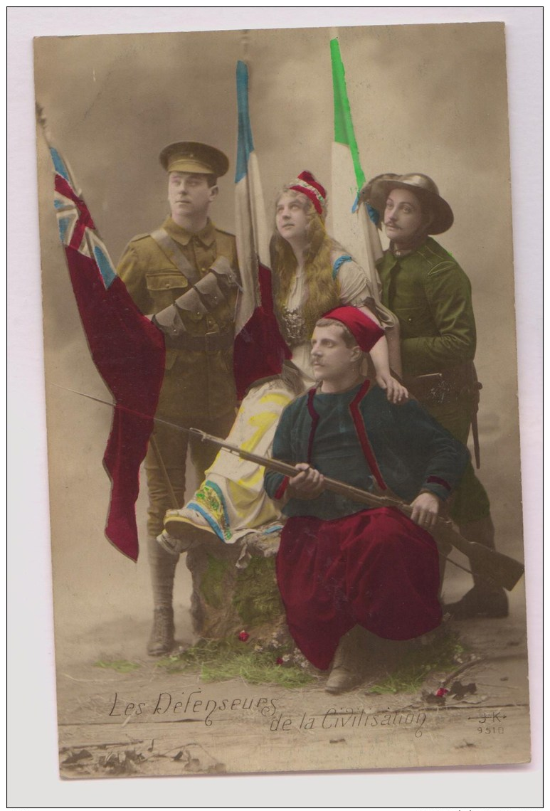 Quatre Cartes L'Italie Parmi Les Alliés - Patriotiques