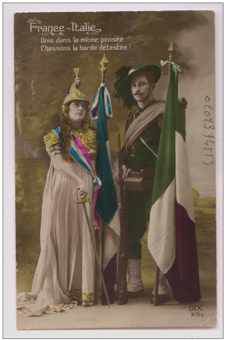 Quatre Cartes L'Italie Parmi Les Alliés - Patriotiques