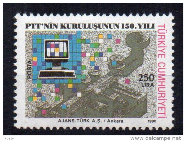 TURQUIE - TURKEY - TELEGRAPHE ET ORDINATEUR - Lira 250 - 1990 - - Neufs