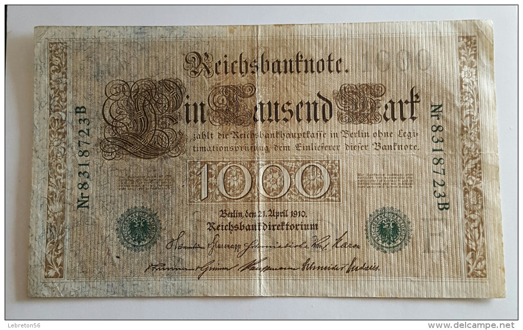Billet/Allemagne/1000 Reichsbanknote/avril 1910 - 1000 Mark