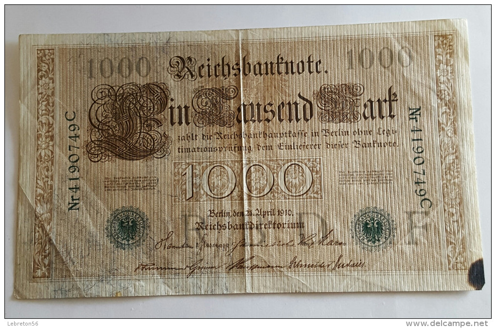 Billet/Allemagne/1000 Reichsbanknote/avril 1910 - 1000 Mark