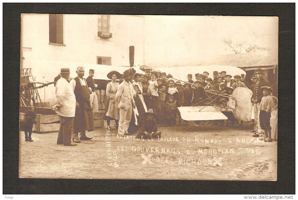 Belle Carte-Photo- Monoplan De L´Aviateur LE LASSEUR  Du RANZAY à Ancenis ( Très Rare) N°2 - Ancenis