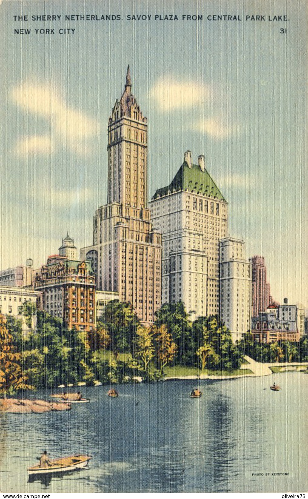 NEW YORK CITY, The Sherry Netherlands Savoy Plaza From Central Park Lake, 2 Scans - Places