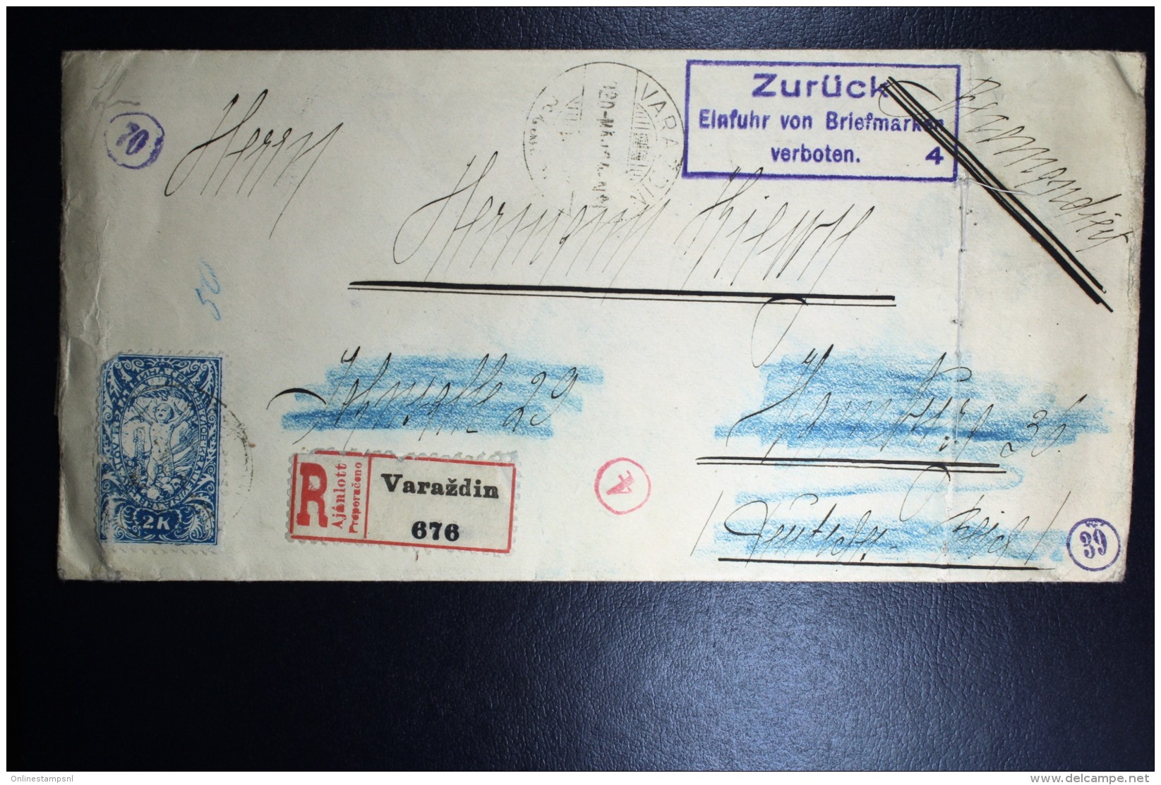 Deutschland: Cover From Croatia,  Zuruck Einführ Von Briefmarken Verboten + Slip At Backside!  RRR - Briefe U. Dokumente