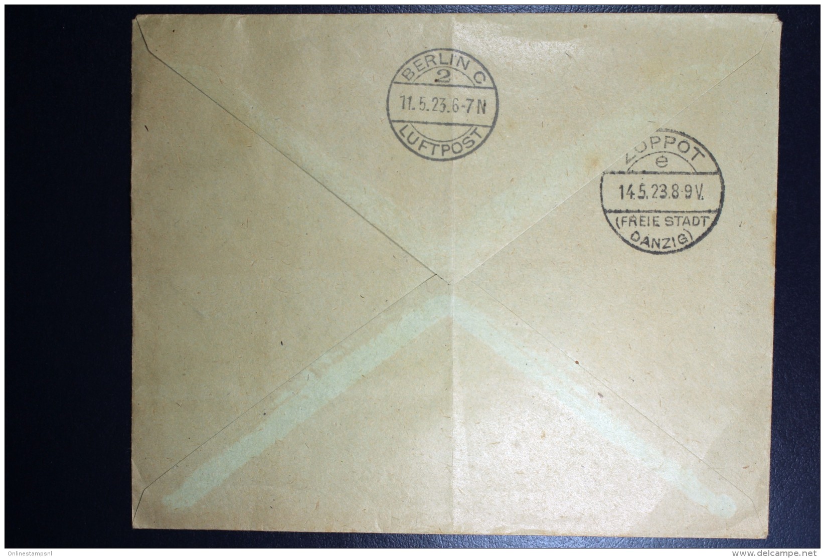 Deutschland: Einschreiben Airmail Cover 1923 Berlin To Zoppot, Freie Stadt Danzig  Mi 266 - Briefe U. Dokumente