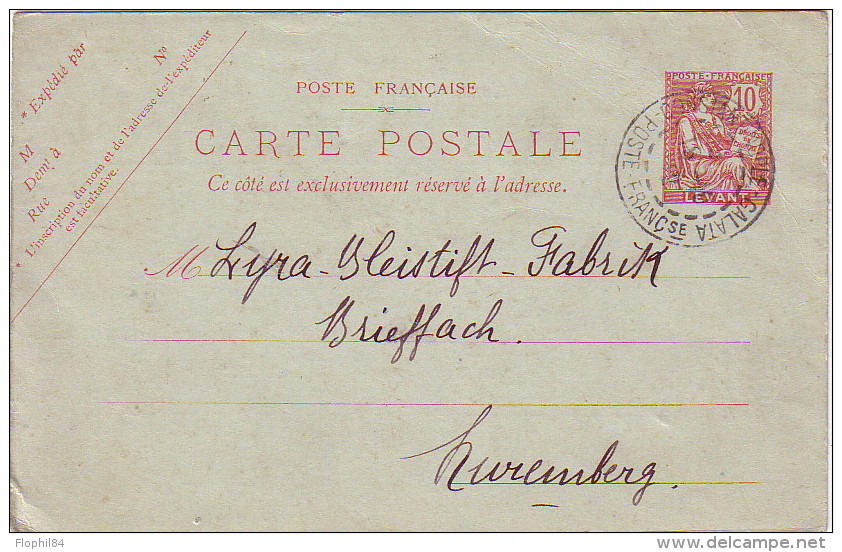 LEVANT - TURQUIE - TYPE MOUCHON - ENTIER POSTAL AVEC REPIQUAGE BANQUE IMPERIALE OTTOMANE - CONSTANTINOPLE GALATA 15-10-1 - Lettres & Documents