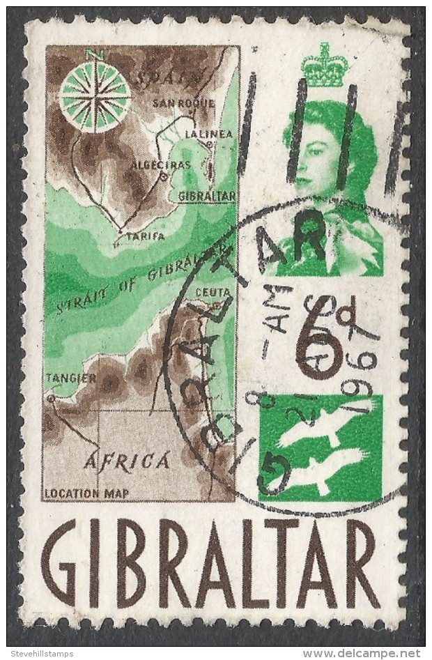 Gibraltar. 1960-62 QEII. 6d Used. SG166 - Gibraltar