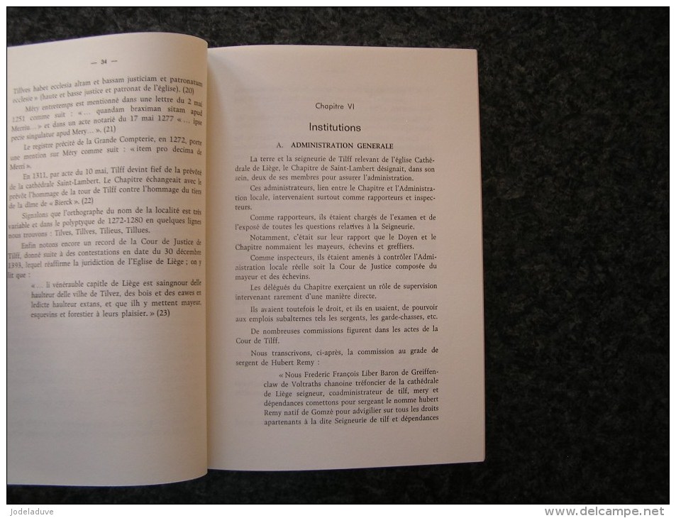 TILFF SUR OURTHE Monographie de l' Origine à la Fin de l' Ancien Régime G Thiriard Régionalisme Histoire Toponymie