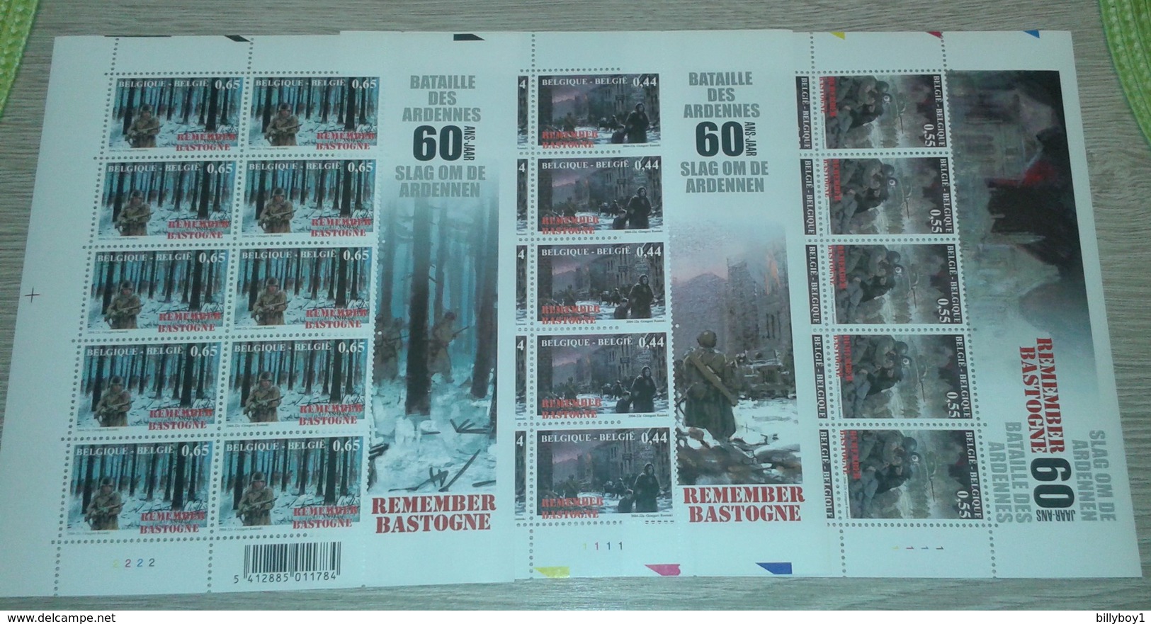 3329/3331** / MNH / Postfris Remember Bastogne-Slag Om Ardennen, Mini-Velletjes - Nuovi