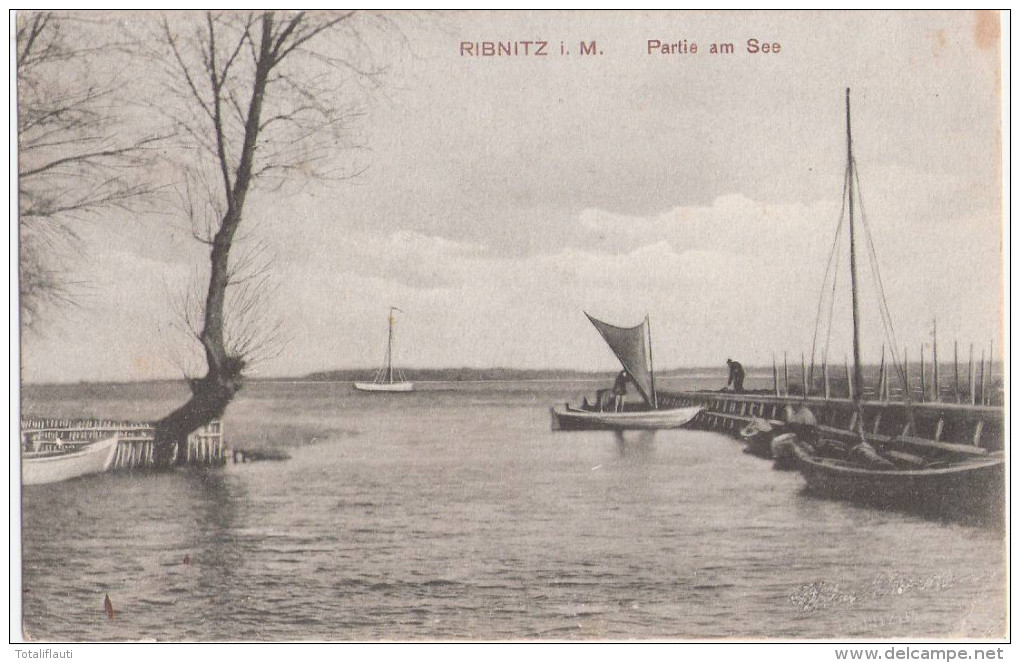 RIBNITZ In Mecklenburg Partie Am See Segel Boot Anleger Feldpost 19.7.1917 Gelaufen - Ribnitz-Damgarten