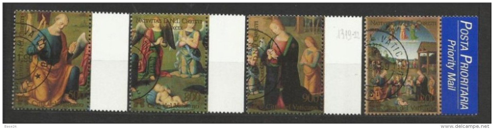 1999 Vaticano Vatican NATALE CON PRIORITARIA  CHRISTMAS Serie Di 4v. Usata USED Con Gomma - Natale