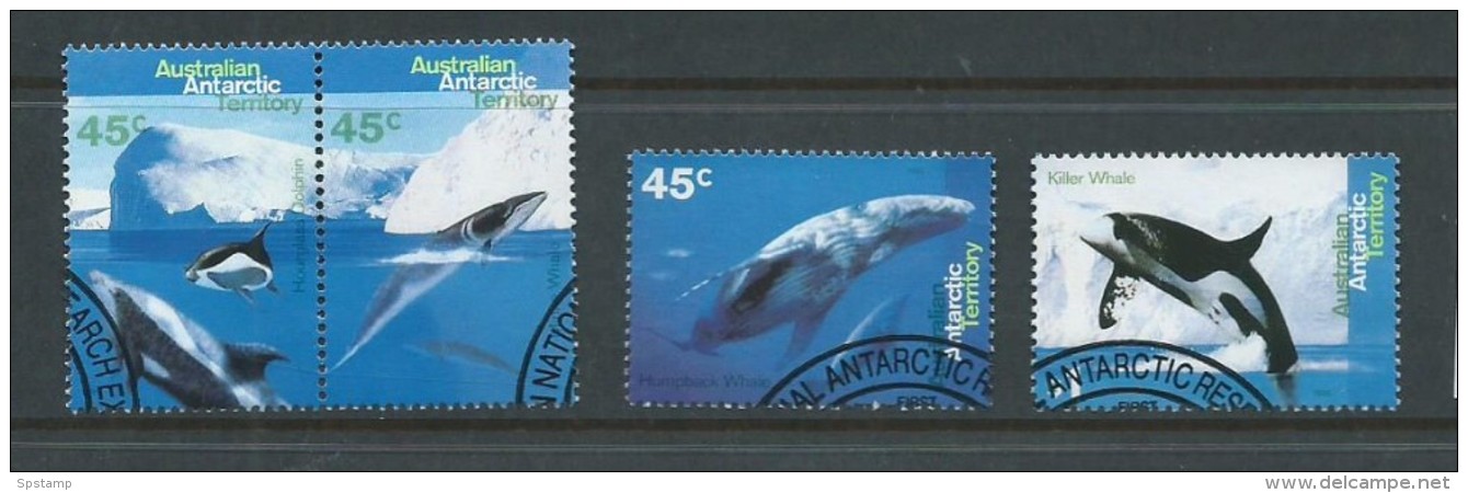 Australian Antarctic Territory 1995 Whale & Dolphin Set 4 VFU Antarctic Cds - Used Stamps