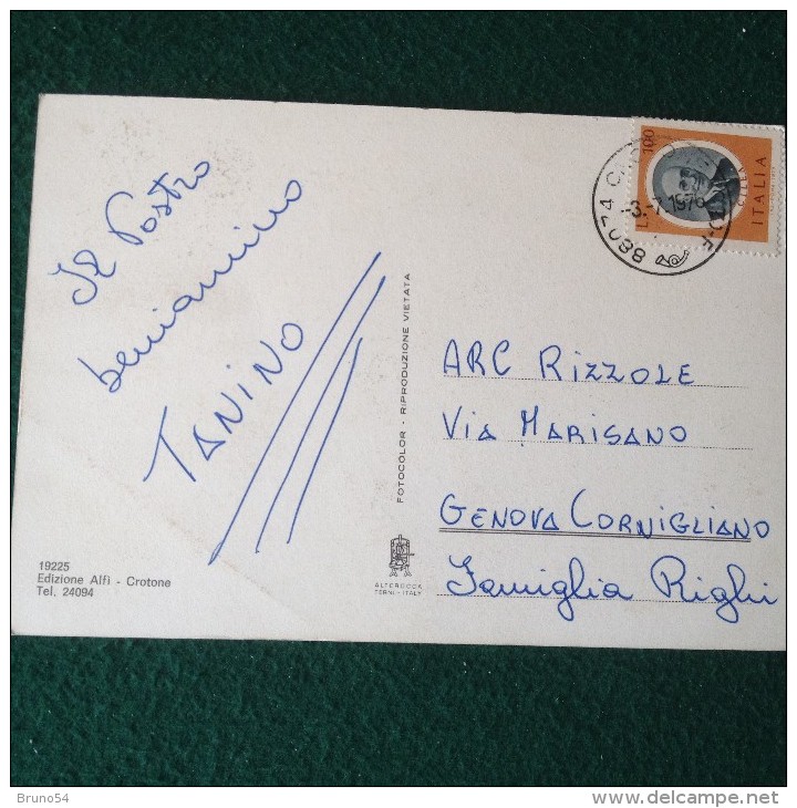 Cartolina Saluti Da Crotone Viaggiata 1976 - Crotone