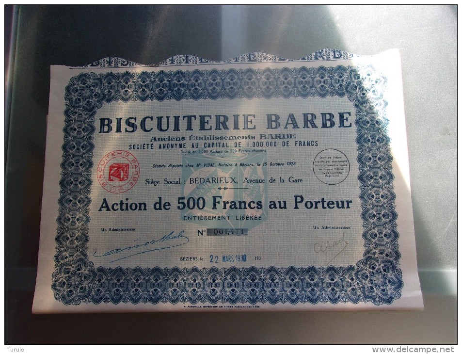 BISCUITERIE BARBE (1930) Bédarieux , Hérault - Other & Unclassified
