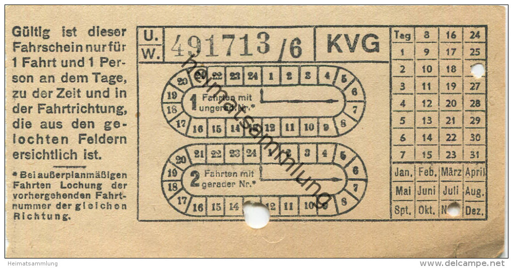 Kassel - Gültig Für 1 Fahrt - KVG Fahrschein - Europe