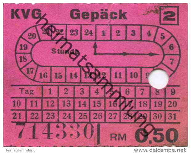 Kassel - Gepäck Fahrschein KVG - RM 0.50 - Europe