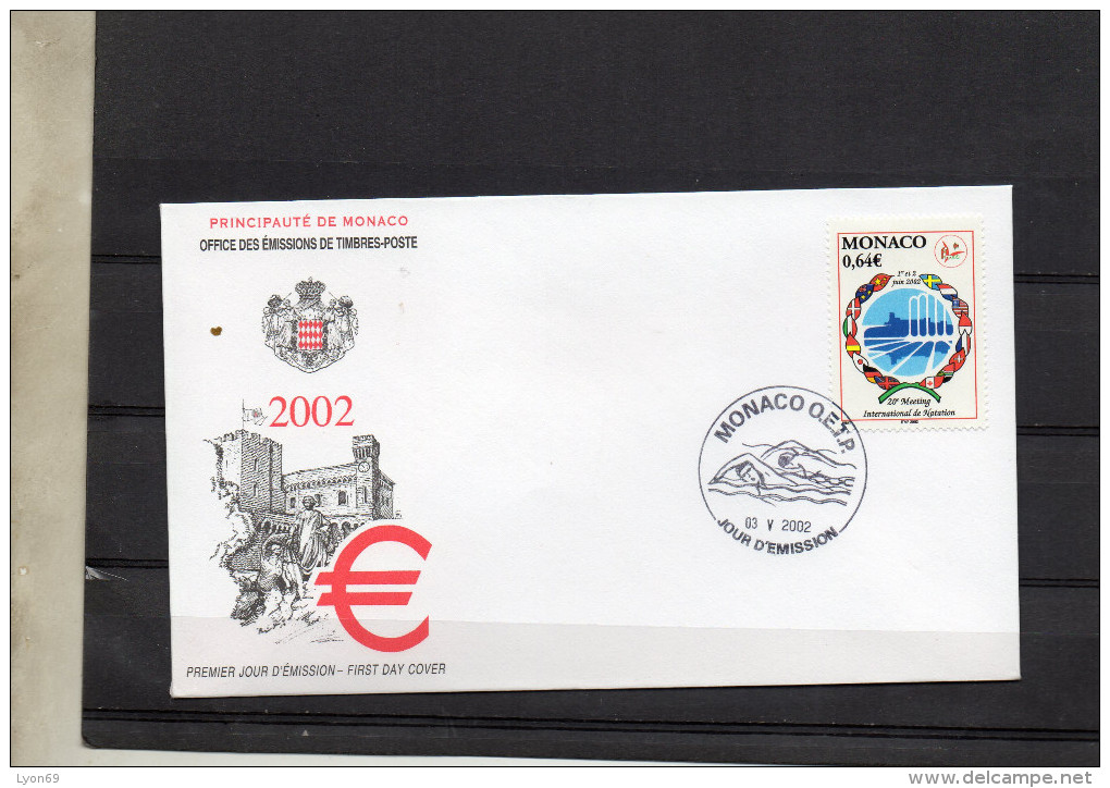 8FDC MONACO    MEETING  NATATION   TIMBRE   N° YVERT ET TELLIER   2349  2002 - FDC