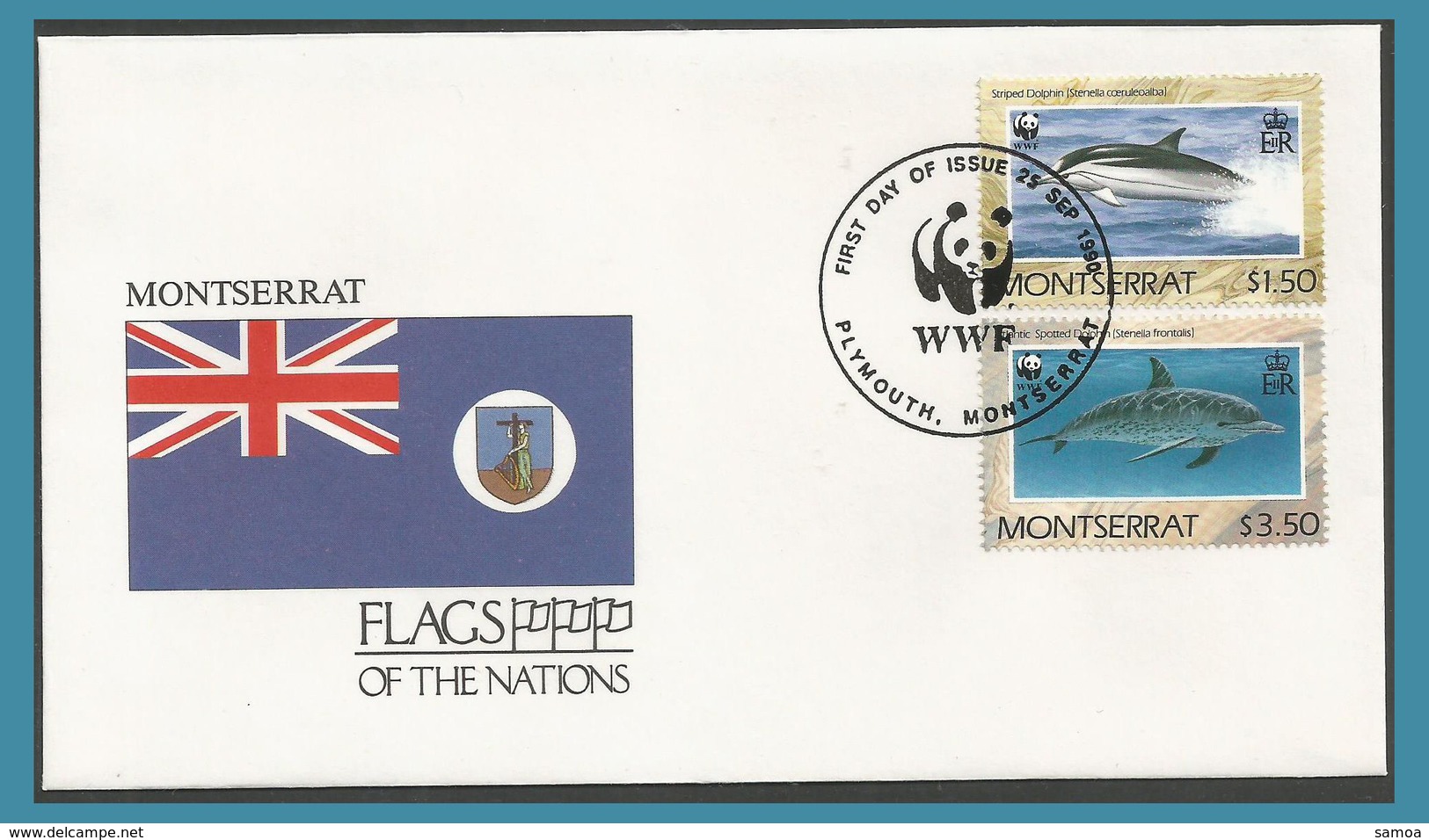 Montserrat 1990 745 à 746 FDC Dauphins Drapeau - Montserrat