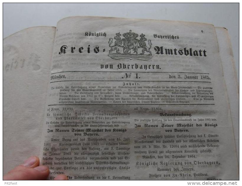 4 Bde. Königlich Bayerisches Kreis-Amtsblatt Jahrgang 1858-1878 , Oberbayern !!! - Traunstein