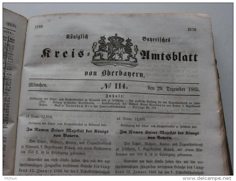 4 Bde. Königlich Bayerisches Kreis-Amtsblatt Jahrgang 1858-1878 , Oberbayern !!! - Traunstein