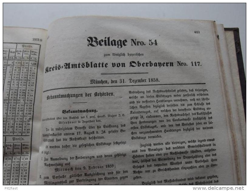4 Bde. Königlich Bayerisches Kreis-Amtsblatt Jahrgang 1858-1878 , Oberbayern !!!