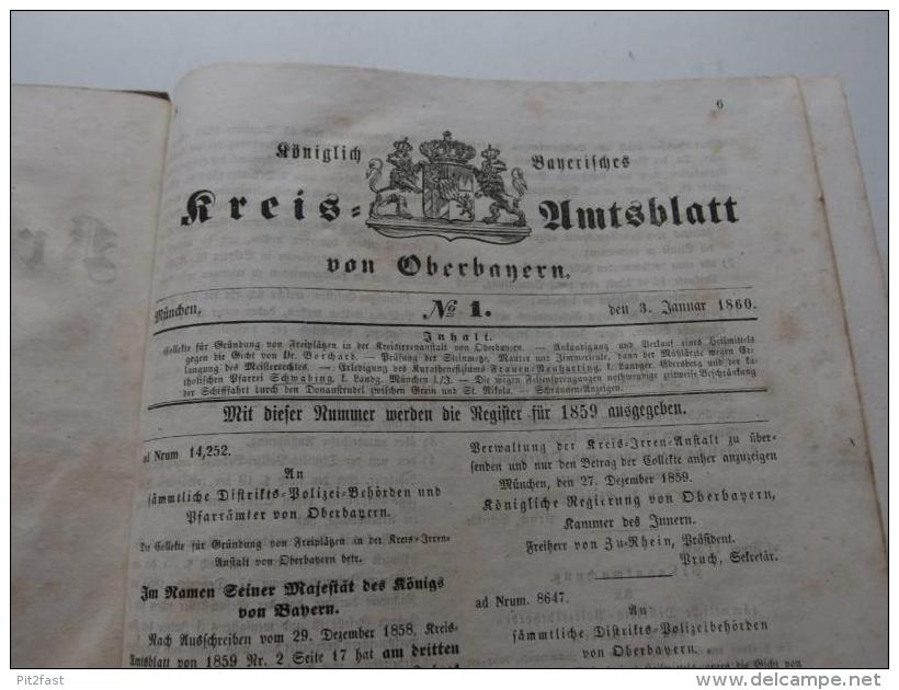 4 Bde. Königlich Bayerisches Kreis-Amtsblatt Jahrgang 1858-1878 , Oberbayern !!!