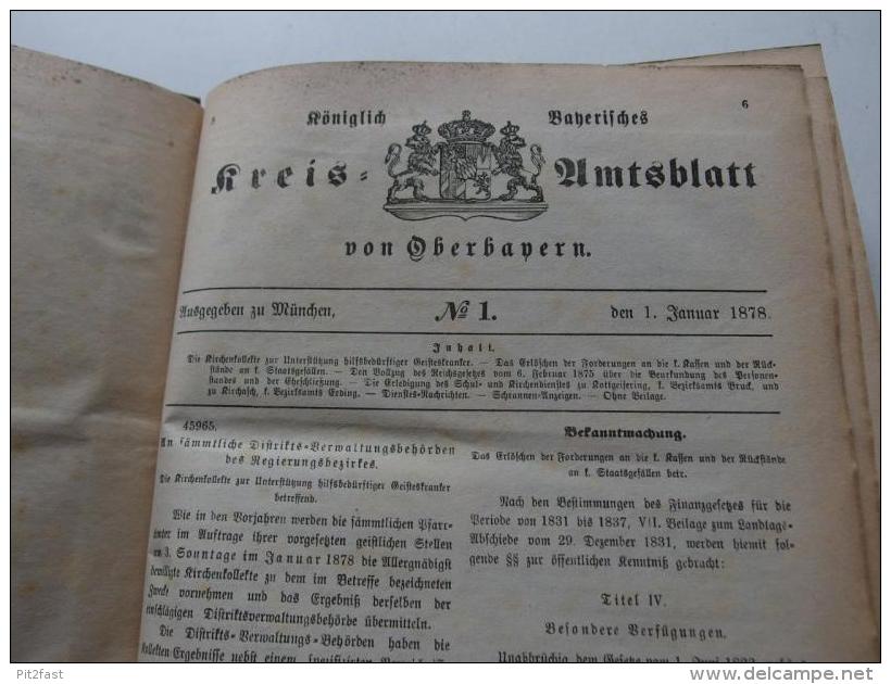 4 Bde. Königlich Bayerisches Kreis-Amtsblatt Jahrgang 1858-1878 , Oberbayern !!!