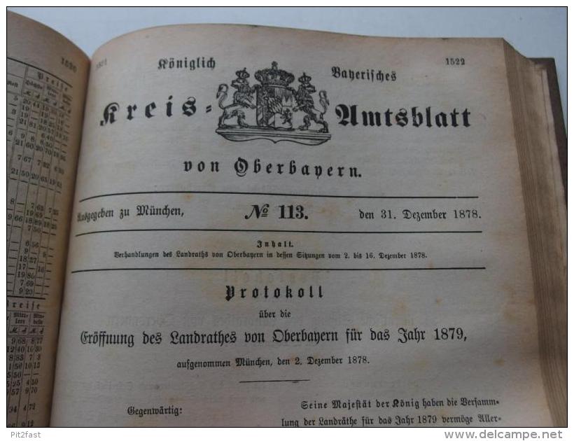 4 Bde. Königlich Bayerisches Kreis-Amtsblatt Jahrgang 1858-1878 , Oberbayern !!!