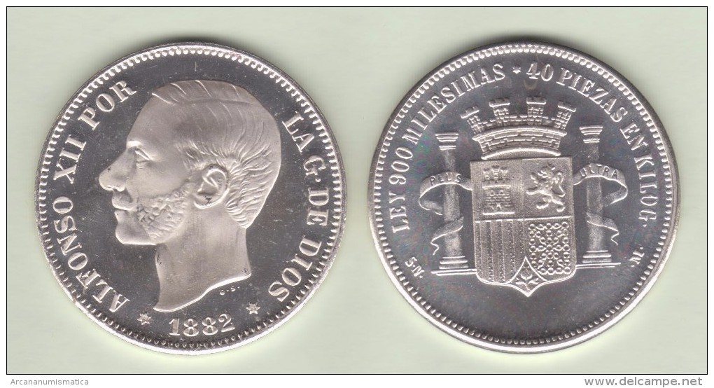 ALFONSO  XII   ARRA DE PLATA/SILVER  1.882 #18-82 MÓDULO 5 PESETAS 1.882  SC/UNC  T-DL-11.837 - Collezioni