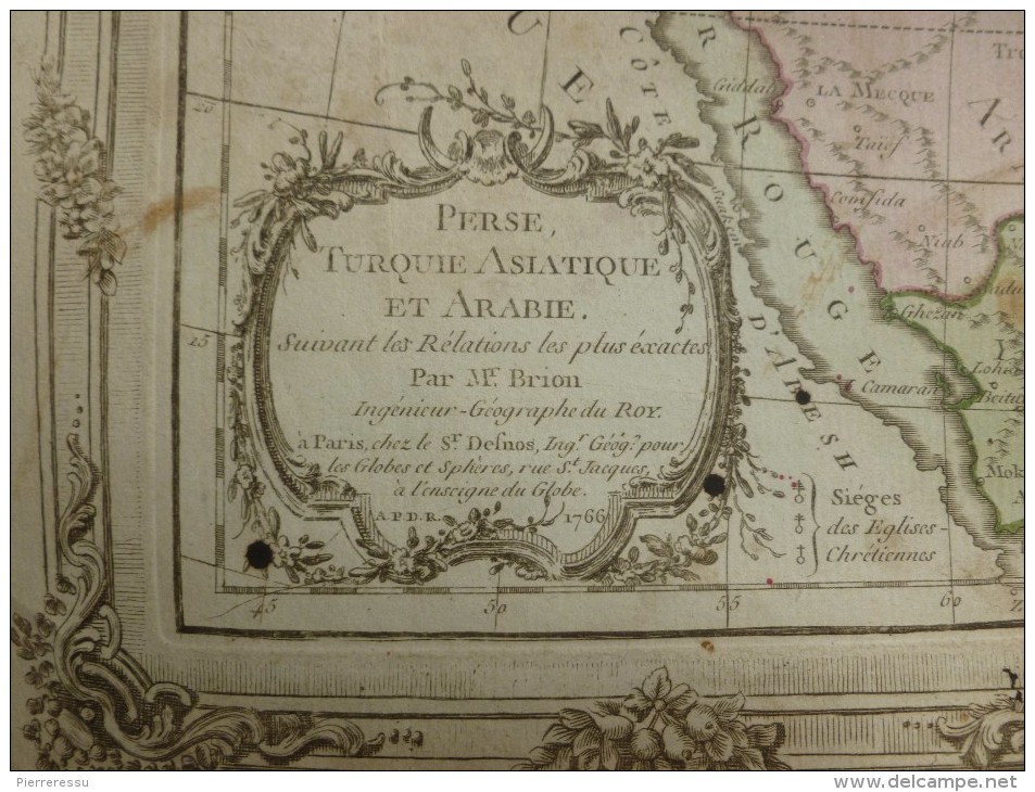 CARTE PERSE TURQUIE ASIATIQUE ET ARABIE PAR BRION DE LA TOUR 1766 - Carte Geographique