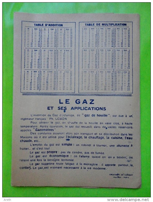 Protège Cahier Années 30  --  LE CHAUFFAGE AU GAZ  EST PRATIQUE PROPRE ECONOMIQUE - Electricité & Gaz