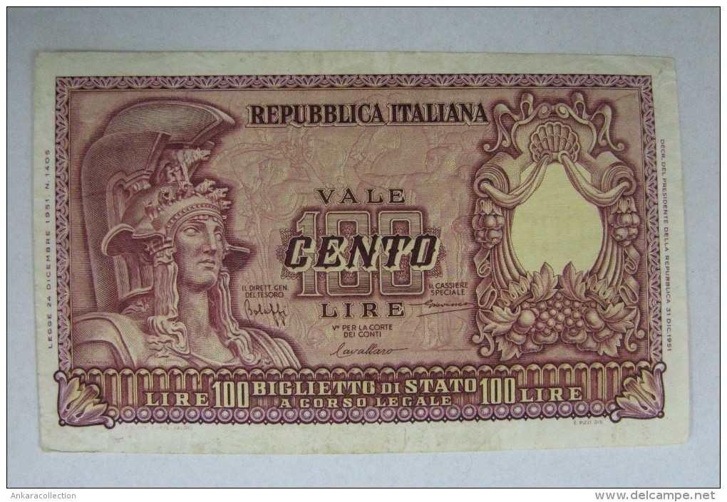 AC - ITALY 100 LIRE 1951 VERY FINE - 100 Liras