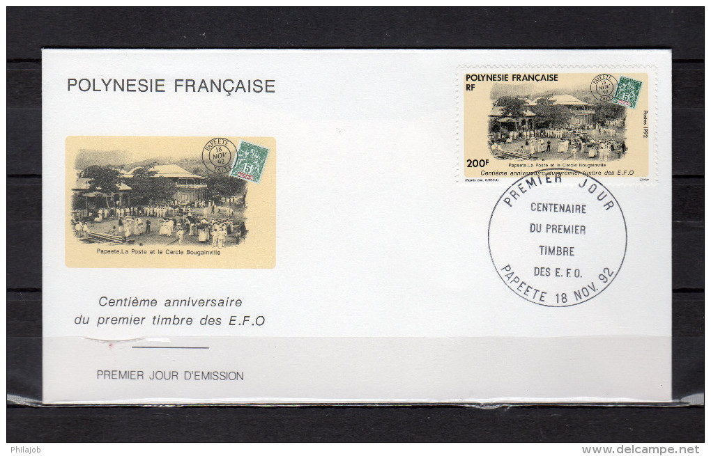 POLYNESIE 1992 : Enveloppe 1er Jour " 100 ANS Du 1er TIMBRE E.F.O. " N° YT 421. Parf état. FDC - Stamps On Stamps