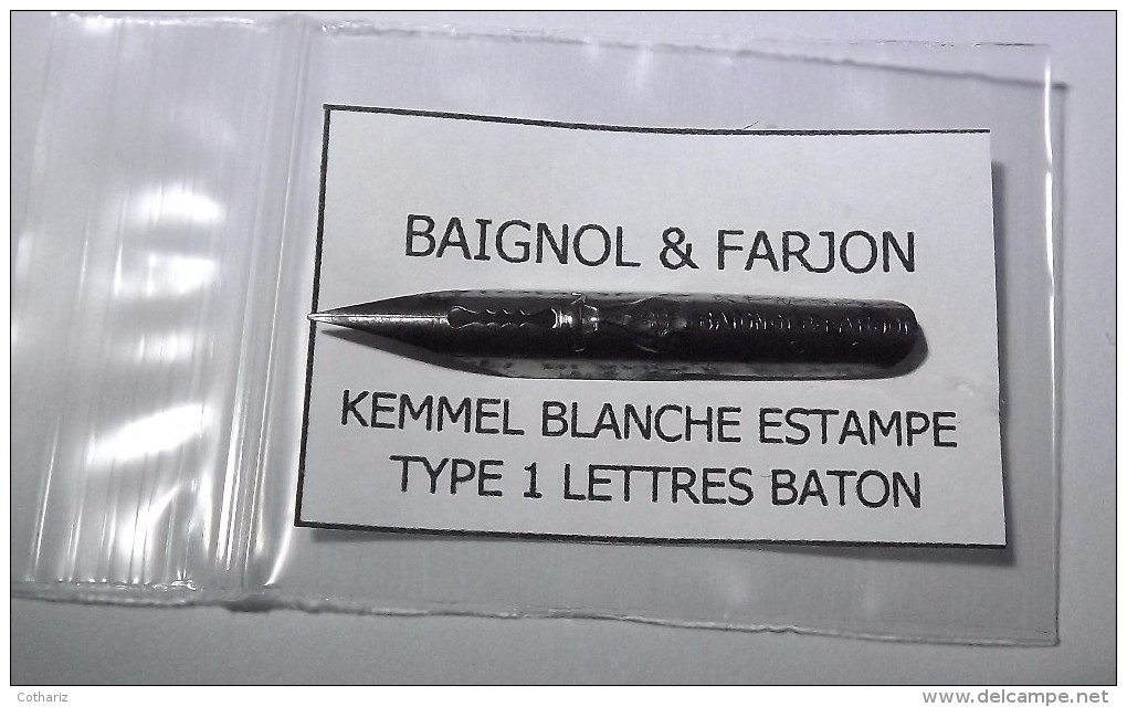 BAIGNOL & FARJON  Lettres Baton   Plume  BALLON  KEMMEL  Blanche  Estampe Type 1 - Pens